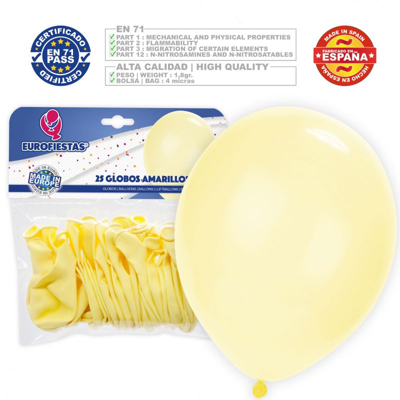 globos pastel 30cm amarillo*25