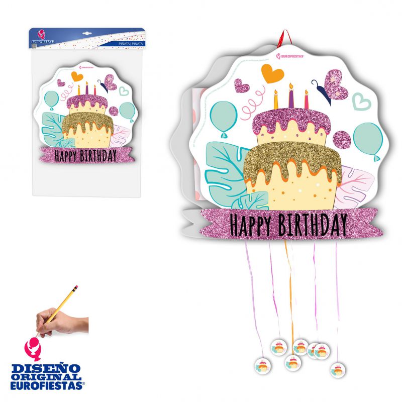 Piñata de Tarta de cumpleaños: Decoración,y disfraces originales